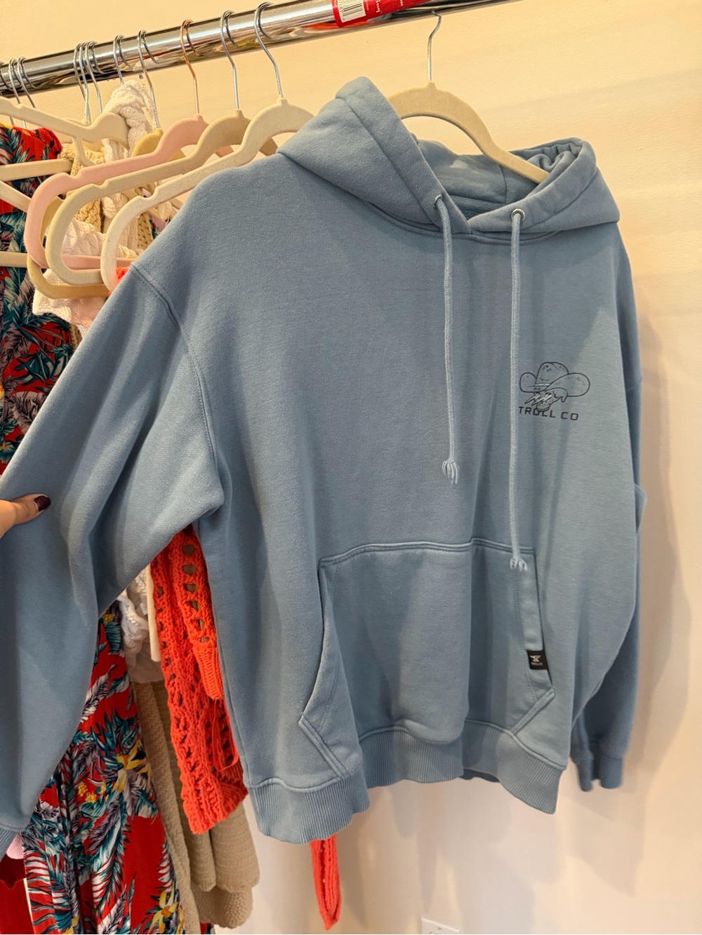 Trolls Light Blue Crewneck Hoodie Sweater